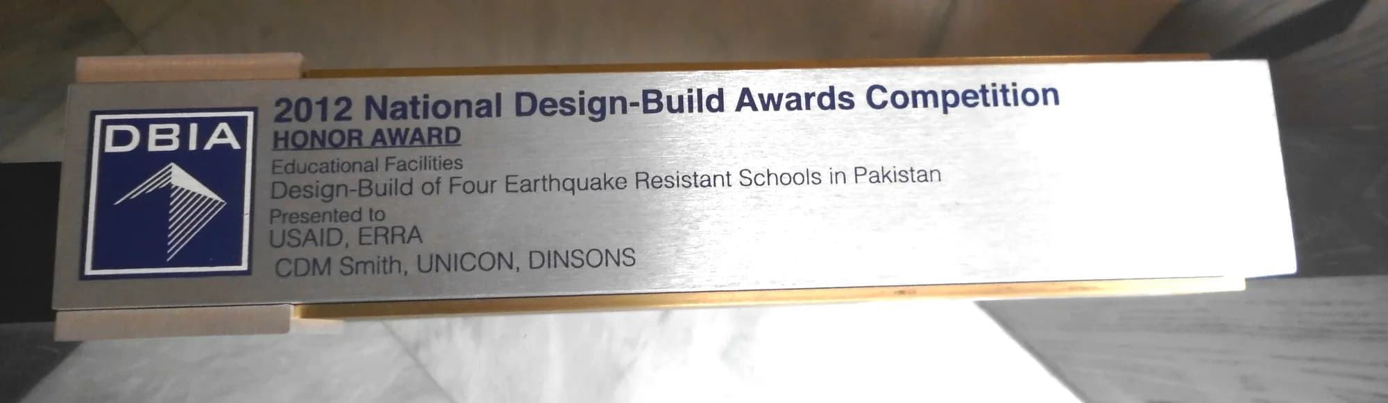 DBIA Honor Award for earthquake-resistant schools in Pakistan